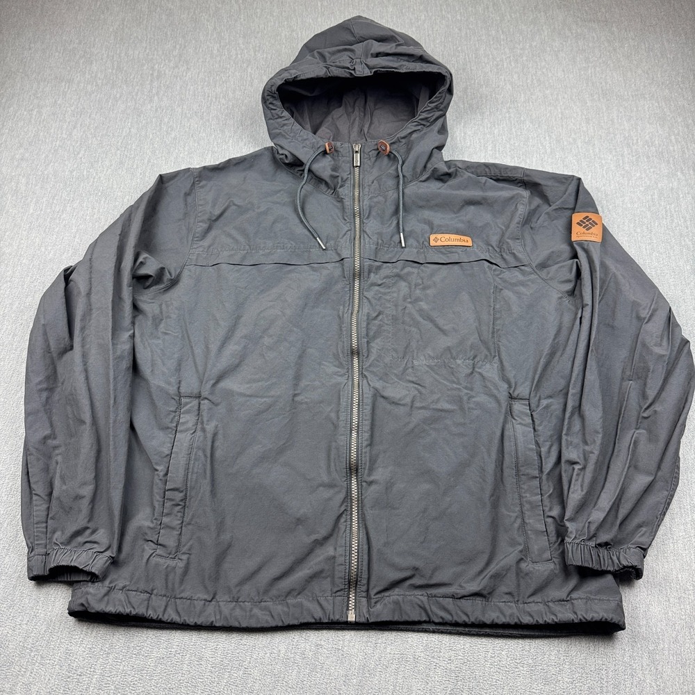 Columbia Jacket Mens XL Black Wheeler Peak Windbreaker Hooded Full Zip Outdoor
